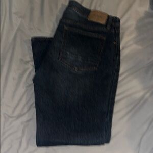 Blue Straight Leg Jeans in Deep Indigo